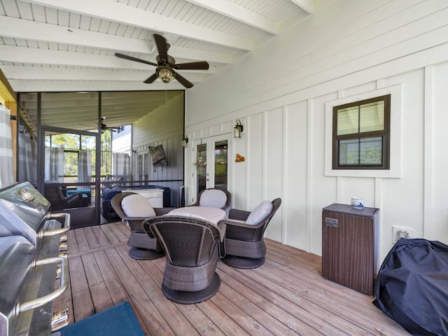 deck with ceiling fan