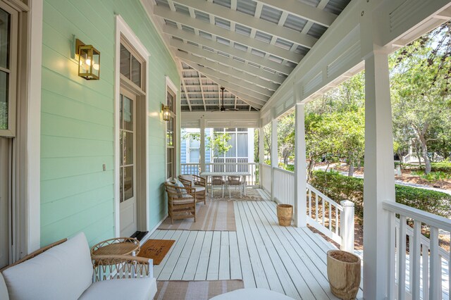 deck with a porch