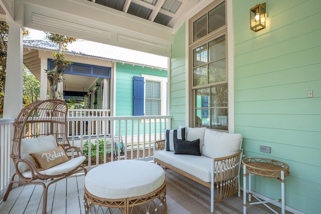 wooden deck featuring a porch