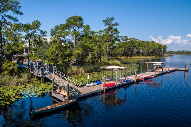 dock area featuring a water view