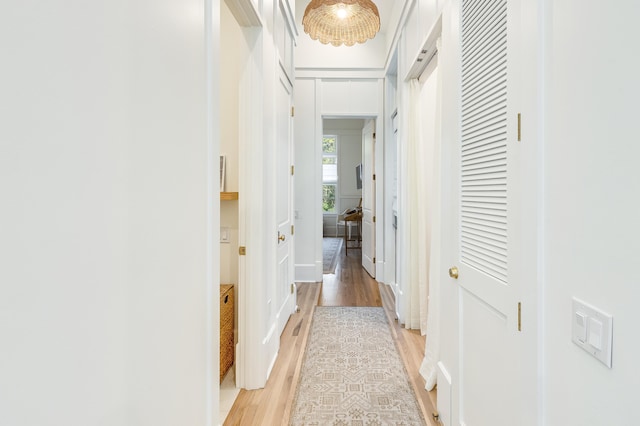 corridor featuring light wood-type flooring