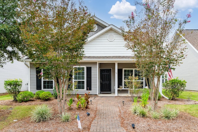 view of front of property featuring covered porch