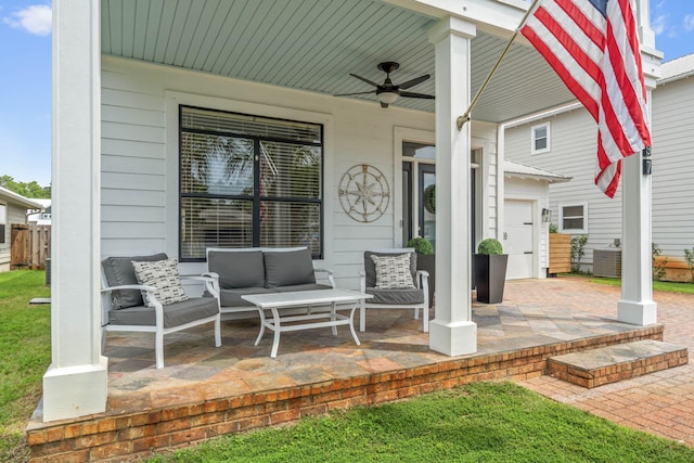 view of patio / terrace featuring ceiling fan