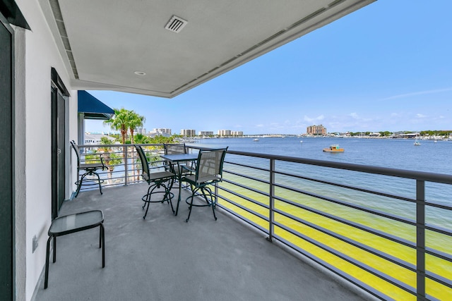 balcony with a water view