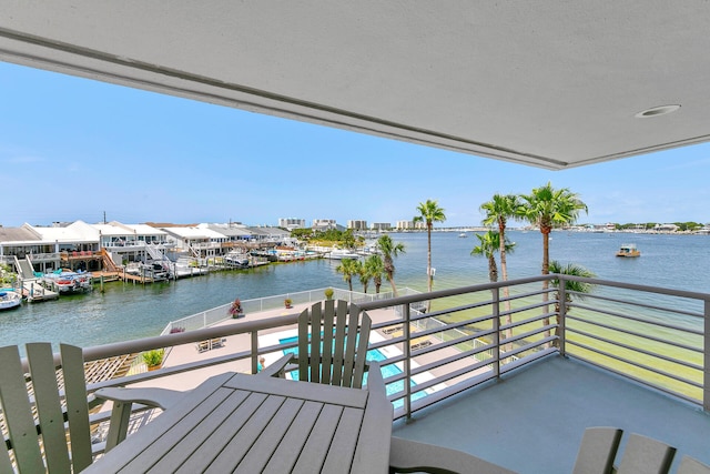 balcony with a water view