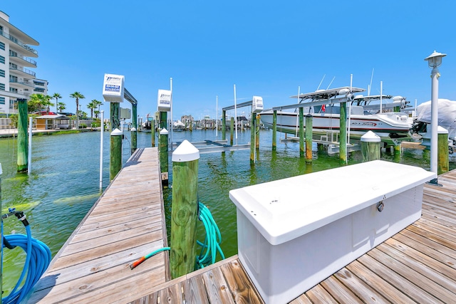 view of dock featuring a water view