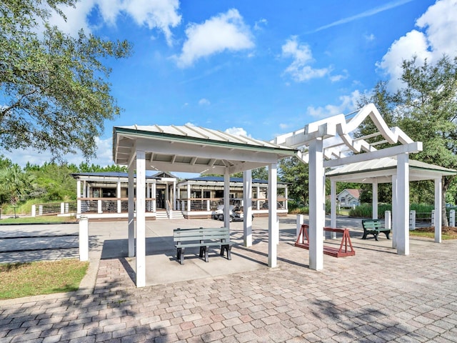 view of community featuring a pergola