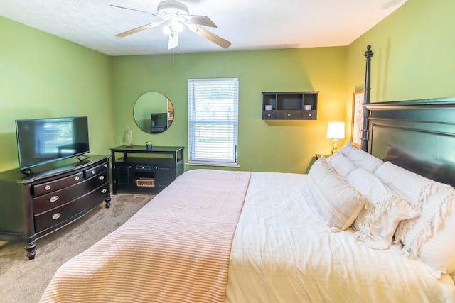 bedroom with carpet flooring and ceiling fan