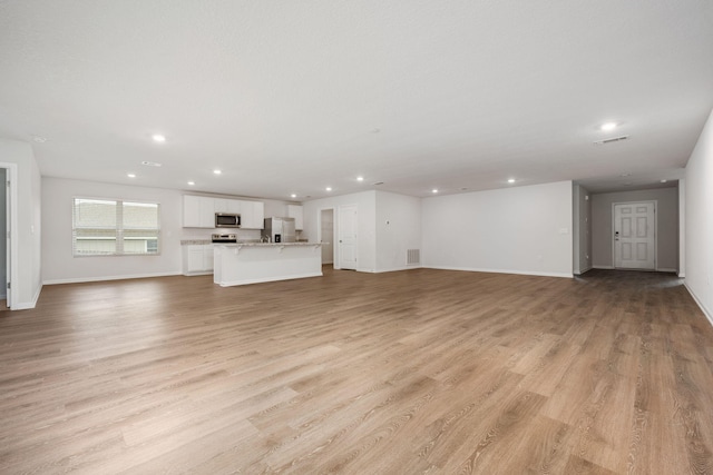 unfurnished living room featuring light hardwood / wood-style floors