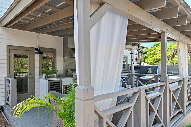 doorway to property featuring beverage cooler