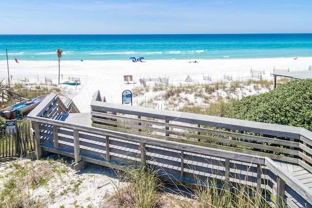 property view of water featuring a view of the beach