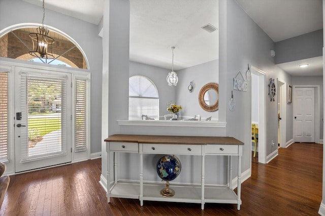 foyer featuring dark hardwood / wood-style floors