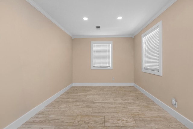111 NW Sotir St, Fort Walton Beach, FL 32548 - empty room with baseboards, ornamental molding, visible vents, and recessed lighting