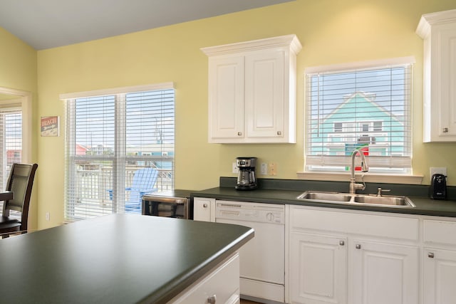 kitchen featuring white cabinetry, dishwasher, and sink