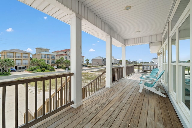 wooden terrace with covered porch