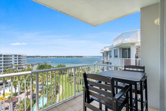 balcony with a water view