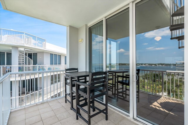 balcony with a water view