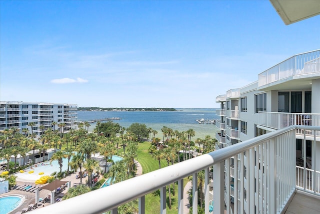 balcony with a water view