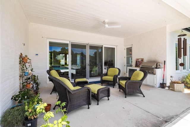 view of patio / terrace featuring ceiling fan