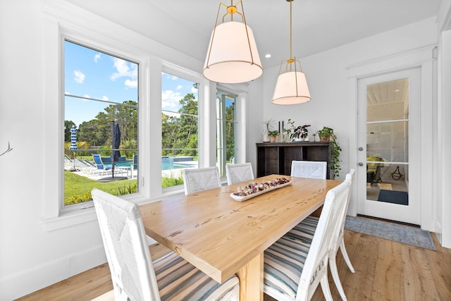 dining room featuring light hardwood / wood-style flooring and plenty of natural light