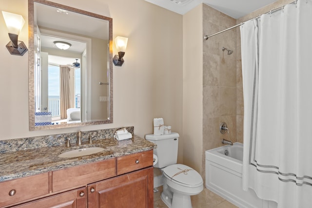 15100 Emerald Coast Pkwy Ph 2, Destin, FL 32541 - bathroom with toilet, tile patterned flooring, shower / bath combination with curtain, and vanity