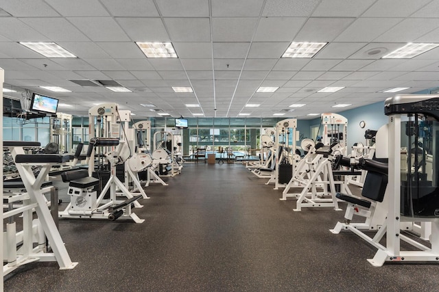 15100 Emerald Coast Pkwy Ph 2, Destin, FL 32541 - exercise room featuring a drop ceiling and visible vents
