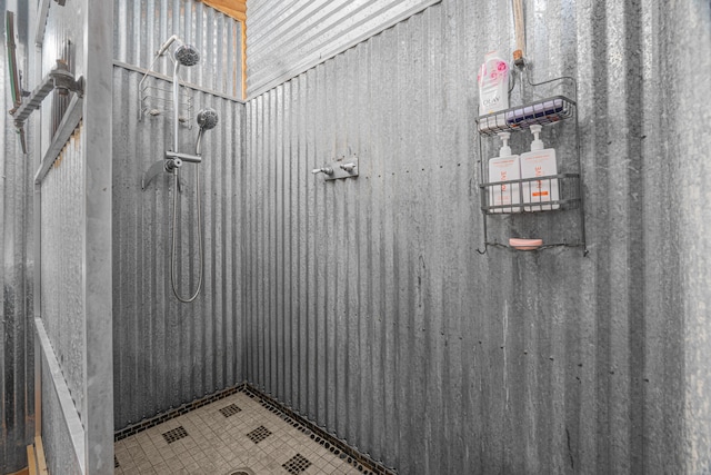 bathroom with tile patterned flooring