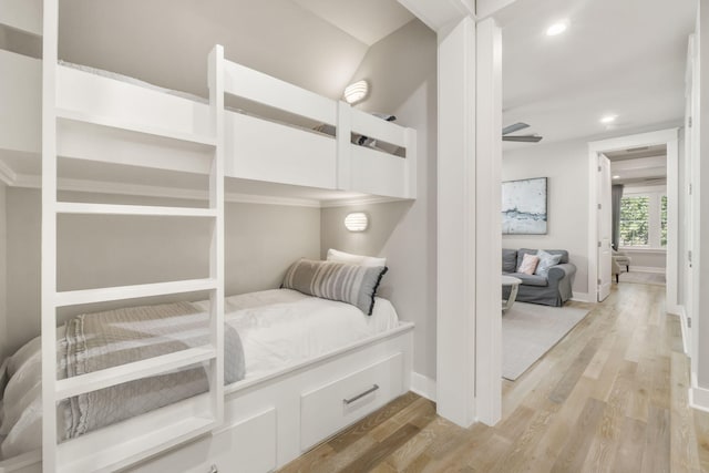 bedroom featuring light wood-type flooring