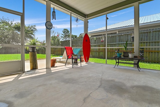 view of unfurnished sunroom