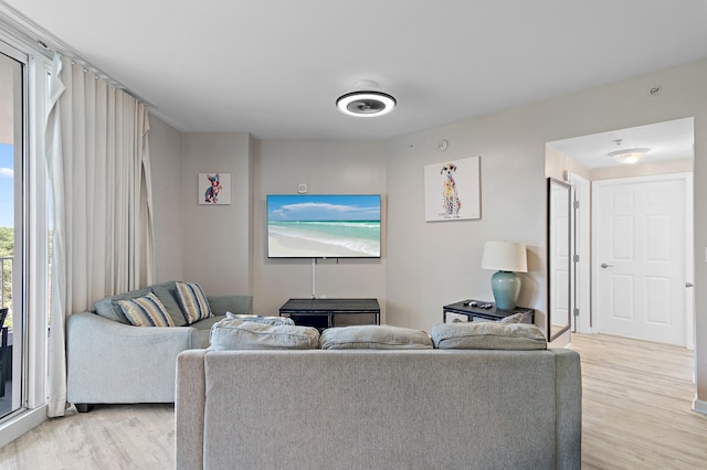 living area featuring light wood-type flooring