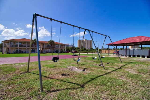 view of playground featuring a yard