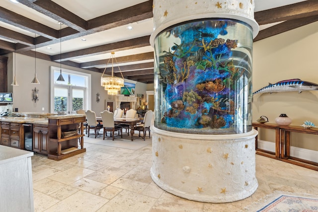 reception area featuring a notable chandelier