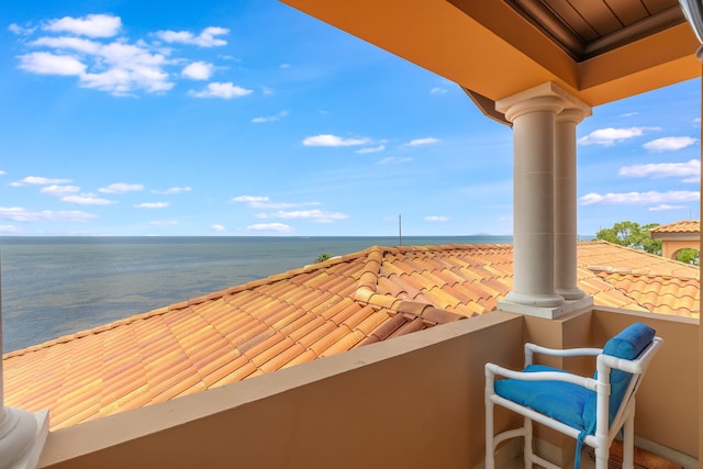 balcony with a water view