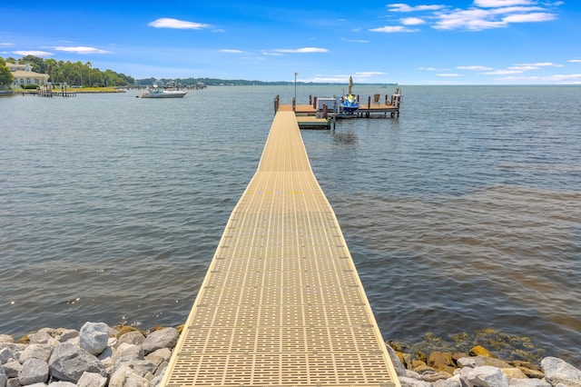 view of dock featuring a water view