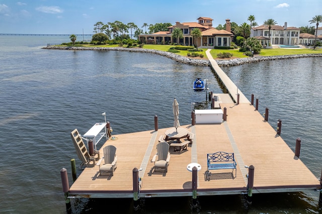 view of dock featuring a water view