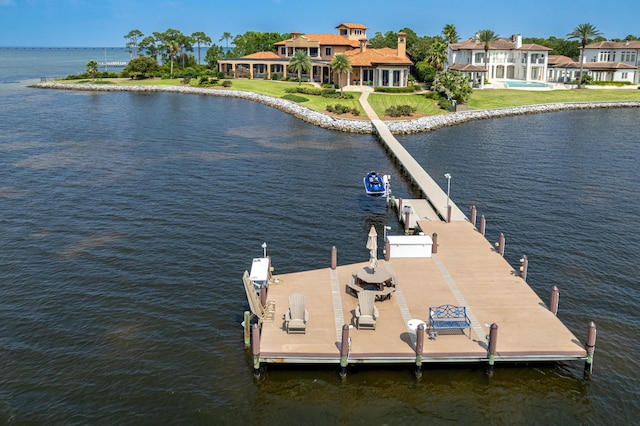 dock area featuring a water view