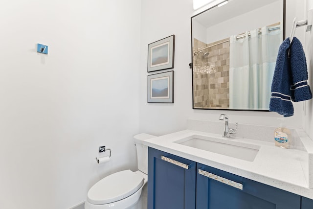 121 Shannon Dr, Santa Rosa Beach, FL 32459 - bathroom with a shower with shower curtain, vanity, and toilet
