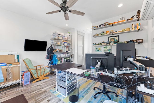 121 Shannon Dr, Santa Rosa Beach, FL 32459 - office featuring ceiling fan, wood finished floors, and recessed lighting