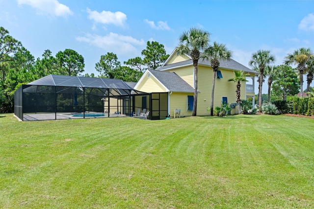 view of yard featuring a lanai