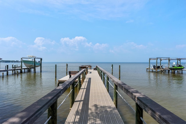 view of dock featuring a water view