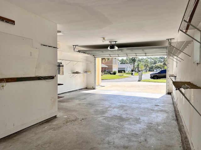 garage with a garage door opener