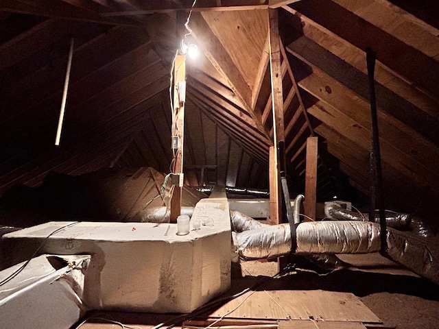 view of unfinished attic