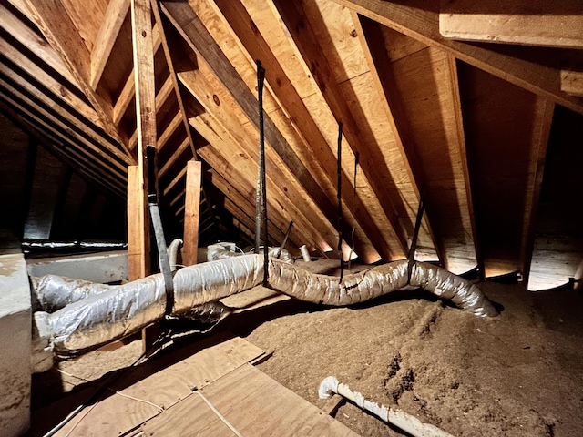 view of unfinished attic