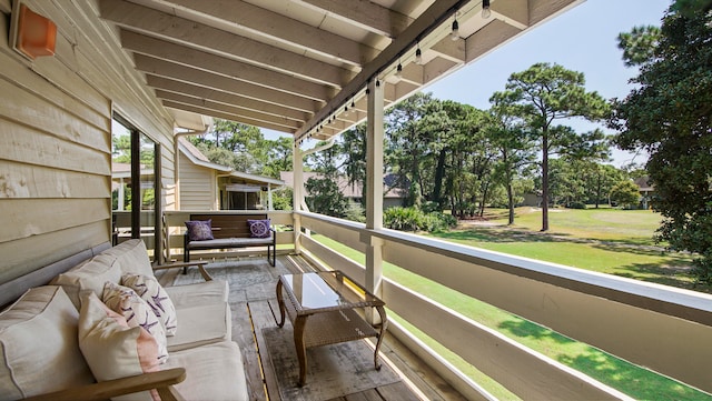 exterior space with an outdoor living space