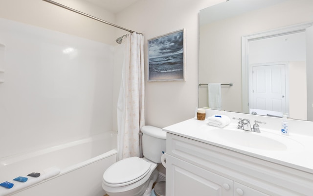 full bathroom with vanity, toilet, and shower / bath combo