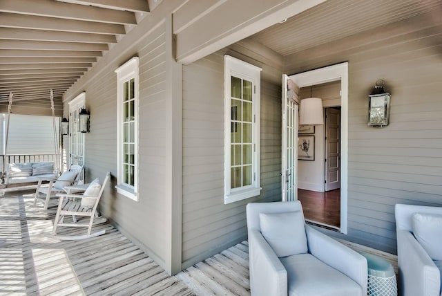 wooden deck with covered porch