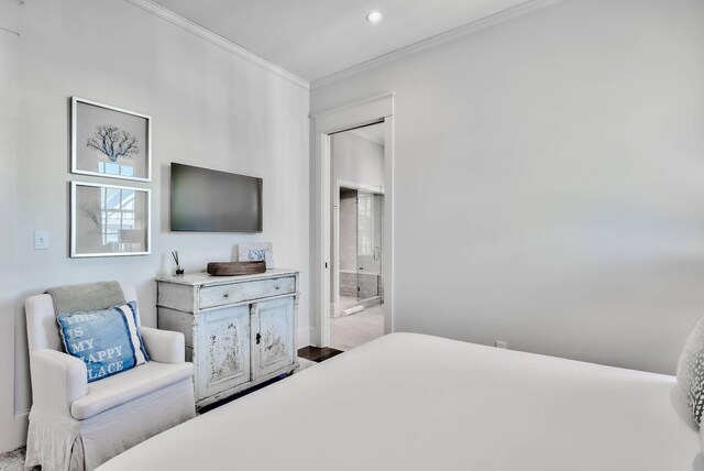 bedroom featuring ornamental molding