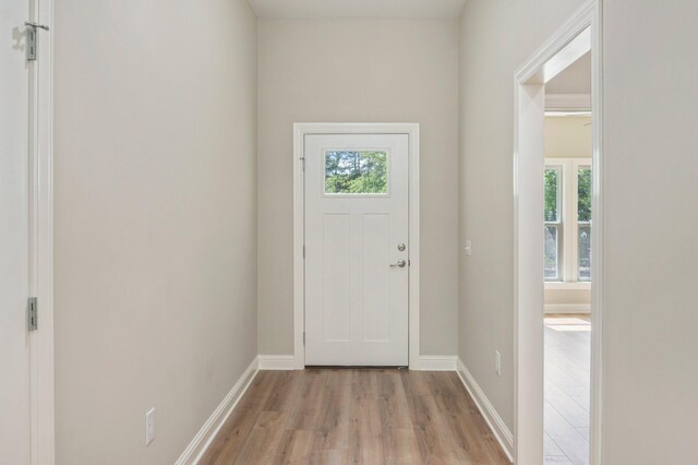 entryway with light wood-type flooring