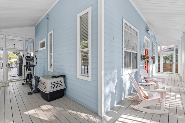 wooden deck with covered porch