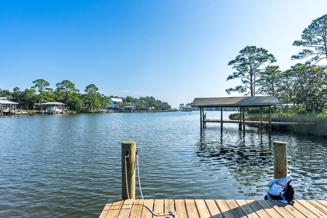 view of dock featuring a water view